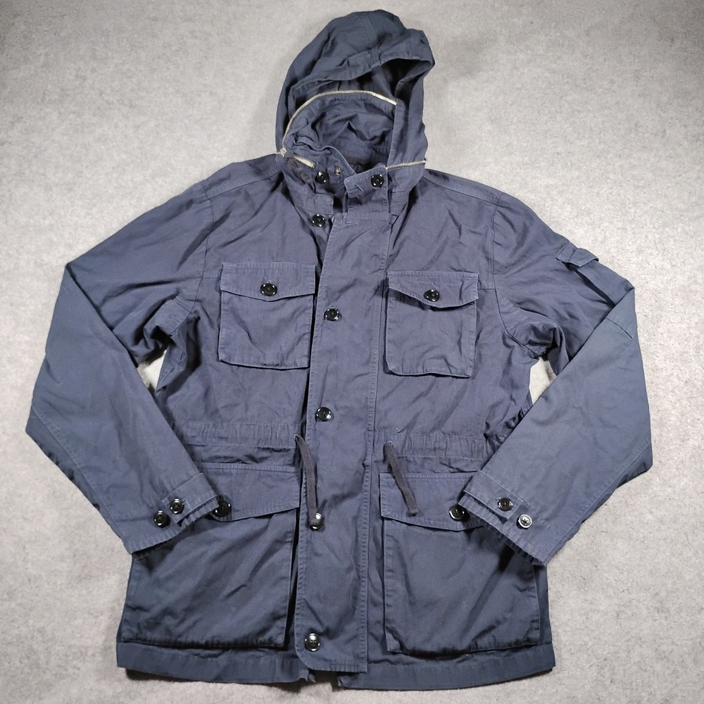 J.Crew Men's Navy Blue Field Mechanic Military Utility Hooded Jacket Size L
